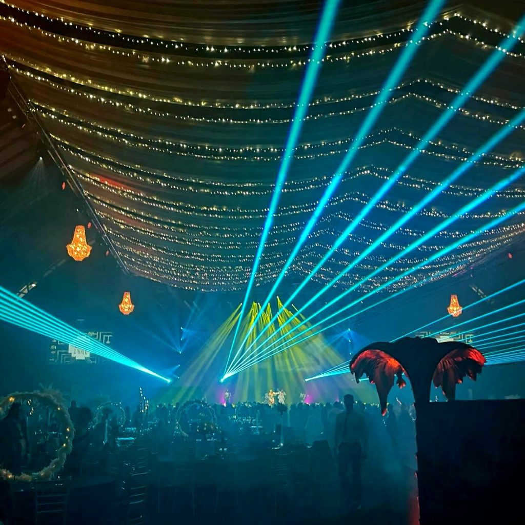 Nile Rodgers 
Travel Counsellors Laser Show Display Manchester Central Convention Complex 