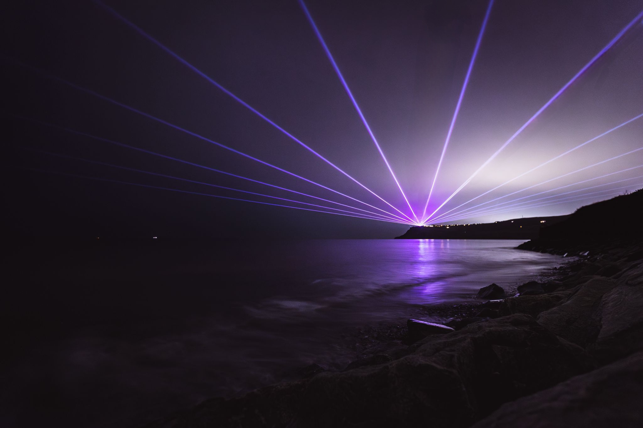 Yorkshire Light Night 2024 Laser show over the sea