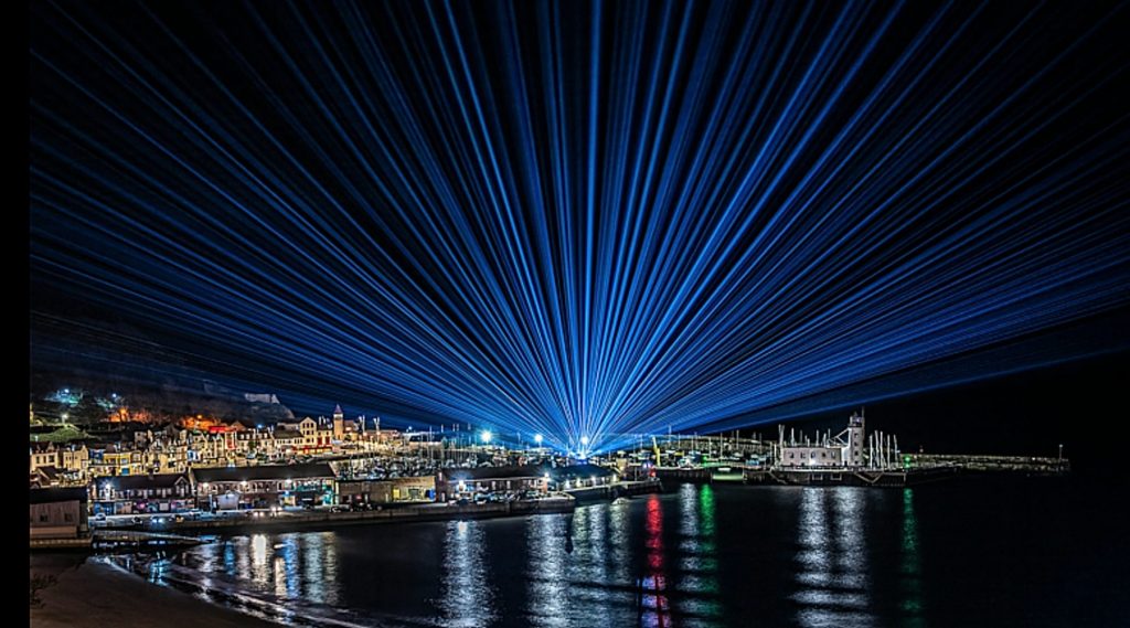 Yorkshire Light Night 2024 Laser Show over Scarborough